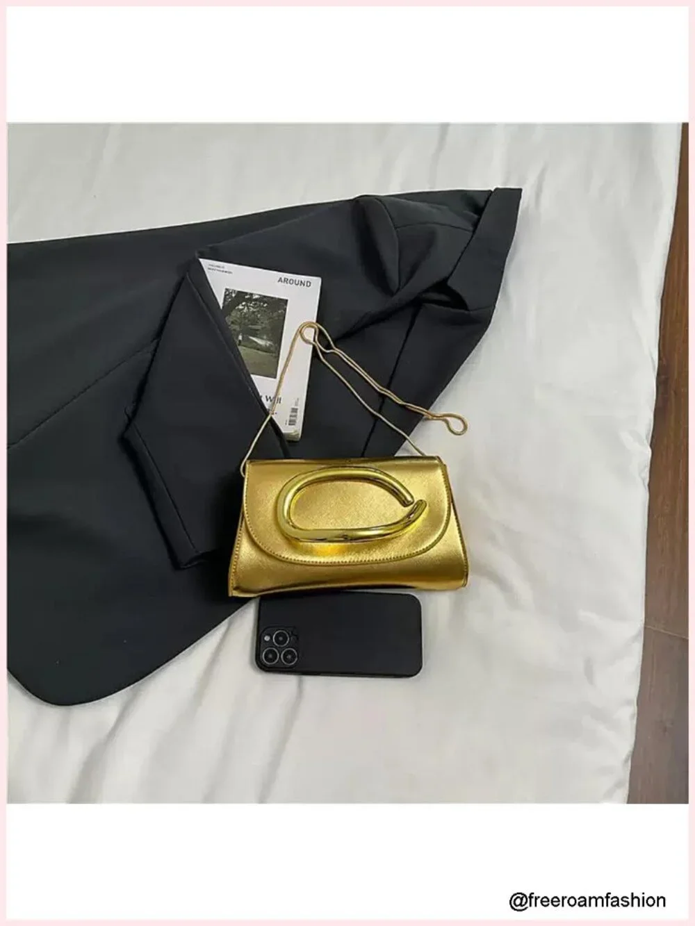 PU Leather Clutch Purses for Women, Glamorous Crossbody Handbag Party Clutch